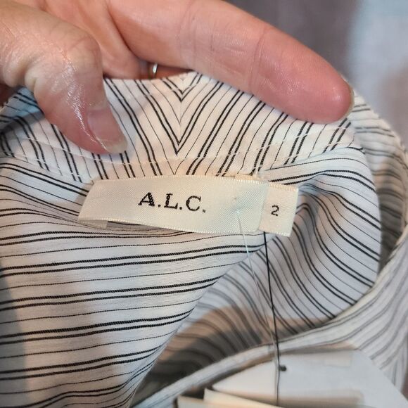 A.L.C. Laurie Stripe V-Neck Tunic Size 2 - Picture 3 of 5